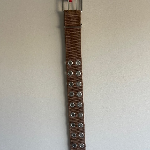 Punk Y2K Double Hole brown canvas belt - Picture 1 of 3